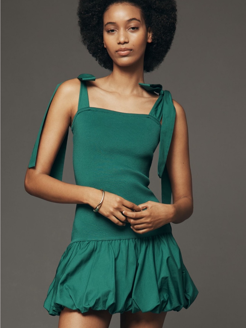 Anthropologie Cotton Bubble-Hem Mini Dress